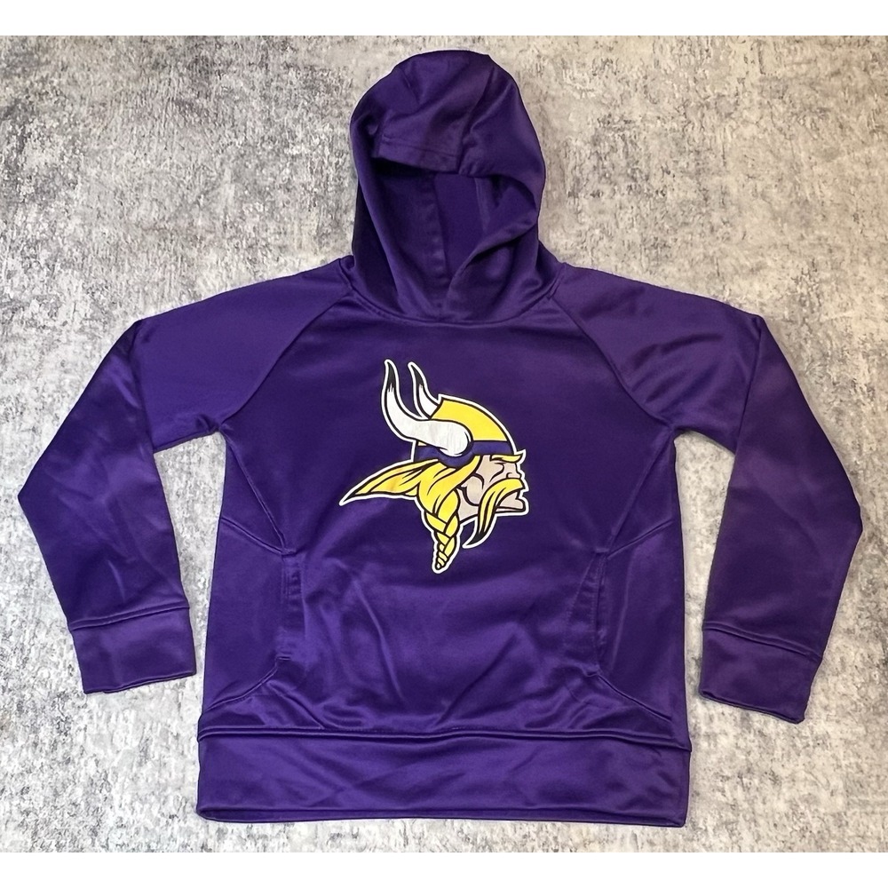 Minnesota Vikings Hoodie Youth Boys 8 Purple Pullover NFL Activewear Sweatshirt